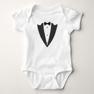 Body Para Bebê Fato de terno e arco preto e branco