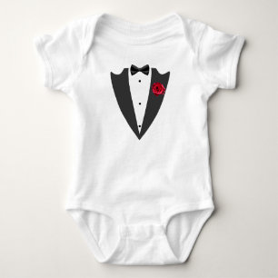 Body Para Bebê Fato de terno e arco preto e branco