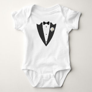 Body Para Bebê Fato de terno e arco preto e branco