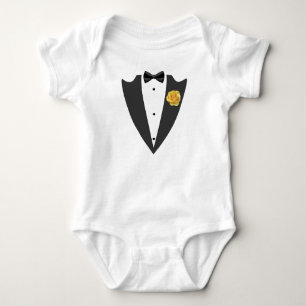 Body Para Bebê Fato de terno e arco preto e branco