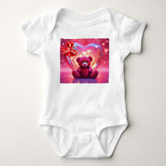 Body Para Bebê Fatos de bebê no coração de urso vermelho