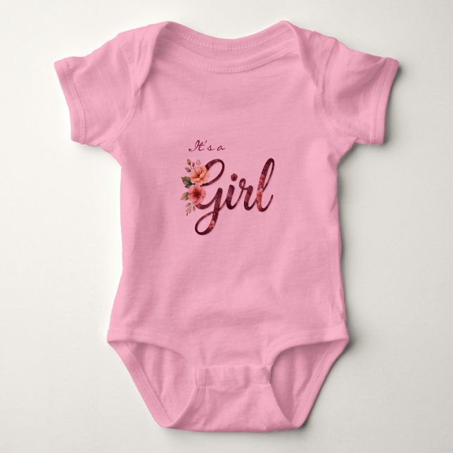 Body Para Bebê Favor de Chá de Bebê Menina Floral (Frente)