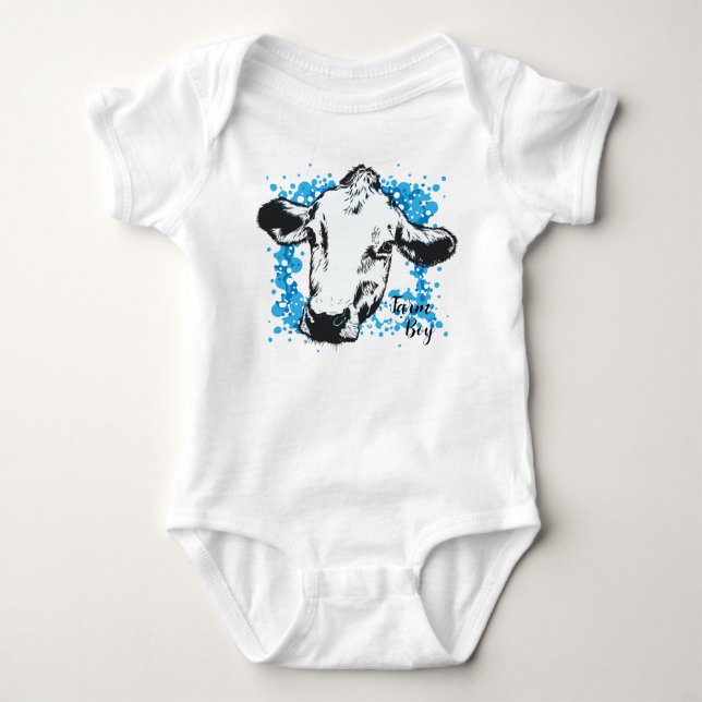 Body Para Bebê Fazenda Blue Cow Baby Bonitinho (Frente)