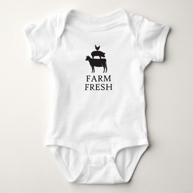 Body Para Bebê Fazenda fresca, animais de fazenda (Frente)