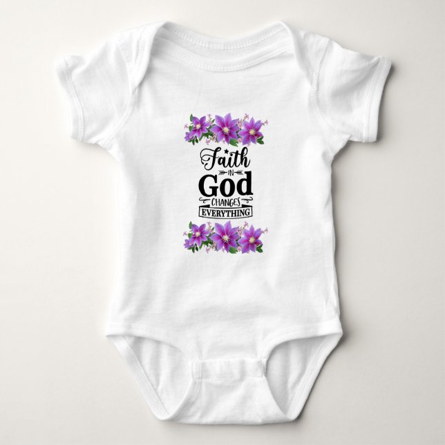 Body Para Bebê fé em deus cristão design (Frente)