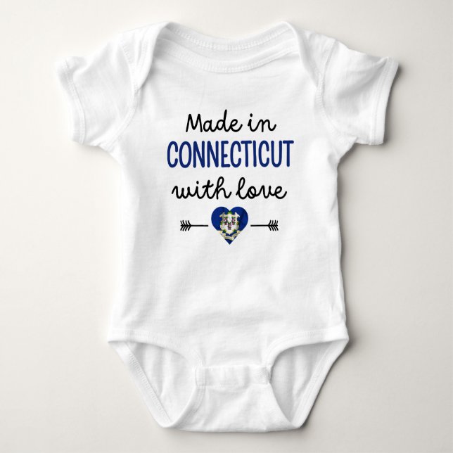 Body Para Bebê Feito em Connecticut com amor (Frente)