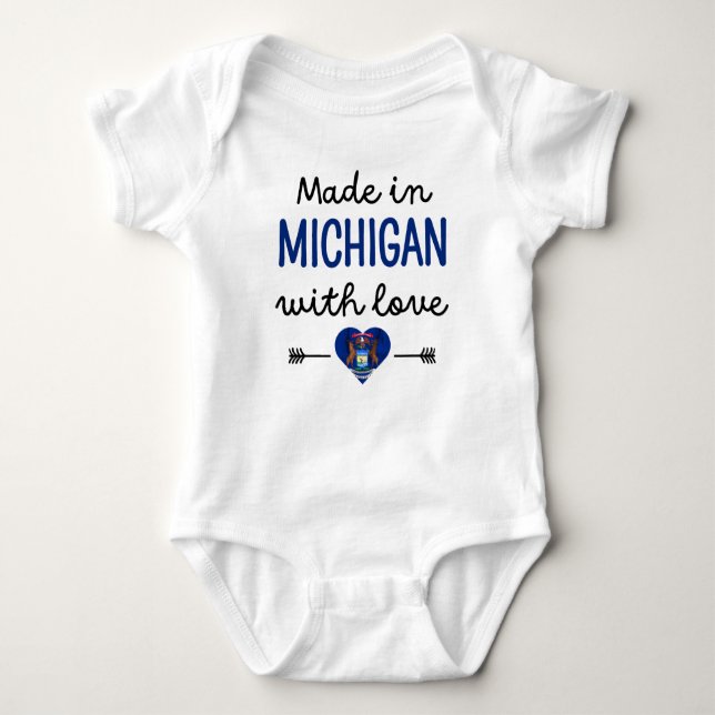 Body Para Bebê Feito em Michigan com amor (Frente)