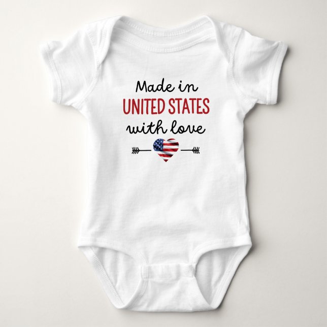 Body Para Bebê Feito nos Estados Unidos com amor (Frente)