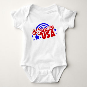 Body Para Bebê Feito nos EUA, em branco vermelho e azul