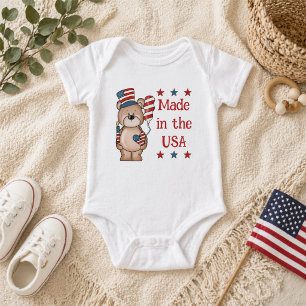Body Para Bebê Feito nos EUA Patriótico