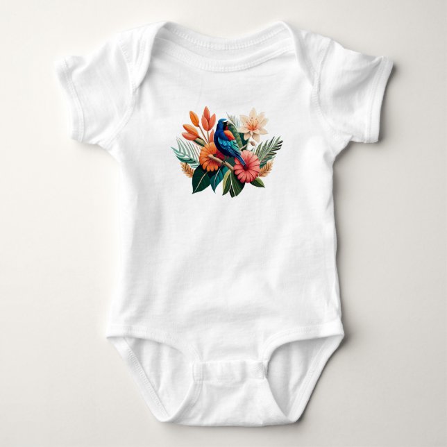 Body Para Bebê Felicidade tropical: Fusão vibrante da Flora (Frente)