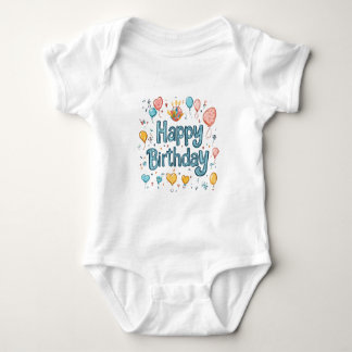 Body Para Bebê Feliz 1º Aniversário – Balão fofo