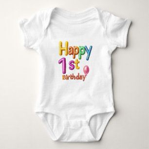 Body Para Bebê Feliz 1º Aniversário – Celebração de Texto com Bal