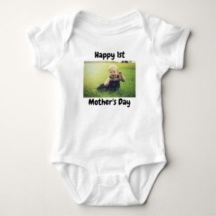 Body Para Bebê Feliz 1º Dia das Mães, Foto Personalizada