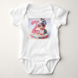 Body Para Bebê Feliz 2º Aniversário Unicórnio