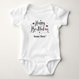 Body Para Bebê Feliz Aniversário, Caligrafia Minimalista