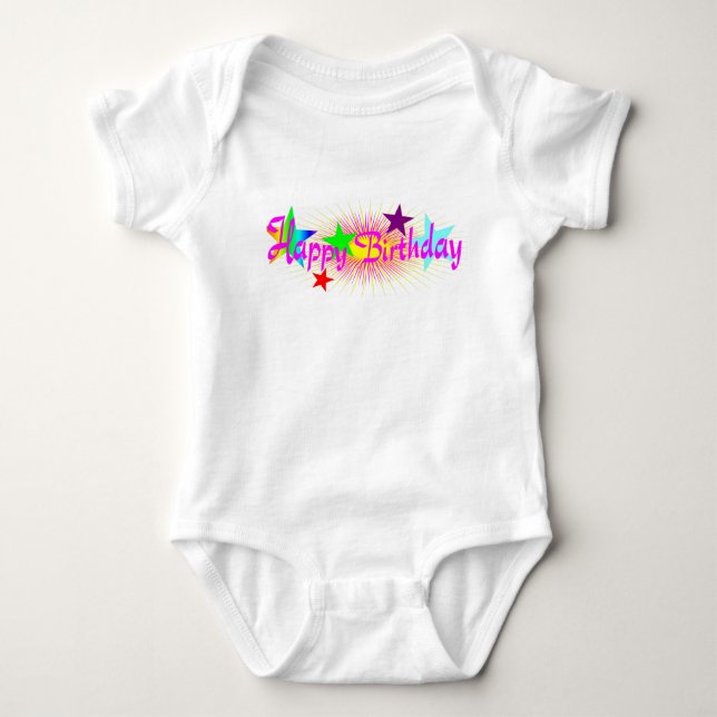 Body Para Bebê Feliz aniversário e estrelas - (Frente)
