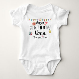 Body Para Bebê Feliz Aniversário Nana Fofo Nome Personalizado Cus