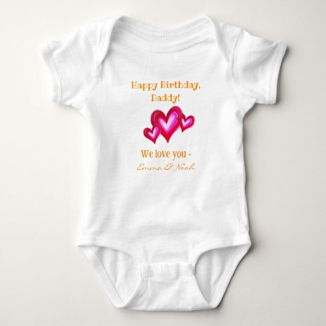 Body Para Bebê Feliz Aniversário, Pai Personalizado De Gêmeos (Frente)