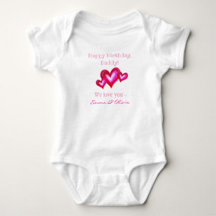 Body Para Bebê Feliz Aniversário, Pai Personalizado De Gêmeos