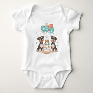 Body Para Bebê Feliz Aniversário Schnauzer Cães