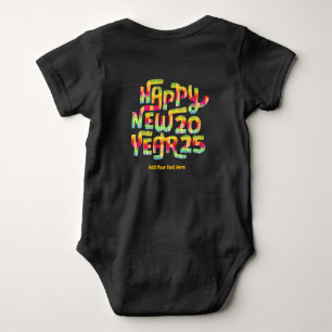 Body Para Bebê Feliz ano novo 2025 Trendy Colorful Personalizado