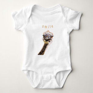 Body Para Bebê Feliz avestruz - Sorria - Seja feliz