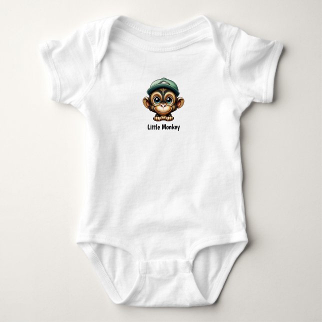 Body Para Bebê Feliz Bebê Macaco Verde (Frente)