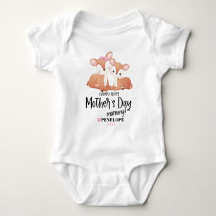 Body Para Bebê Feliz biquinho de Dia de as mães de 1rua com nome