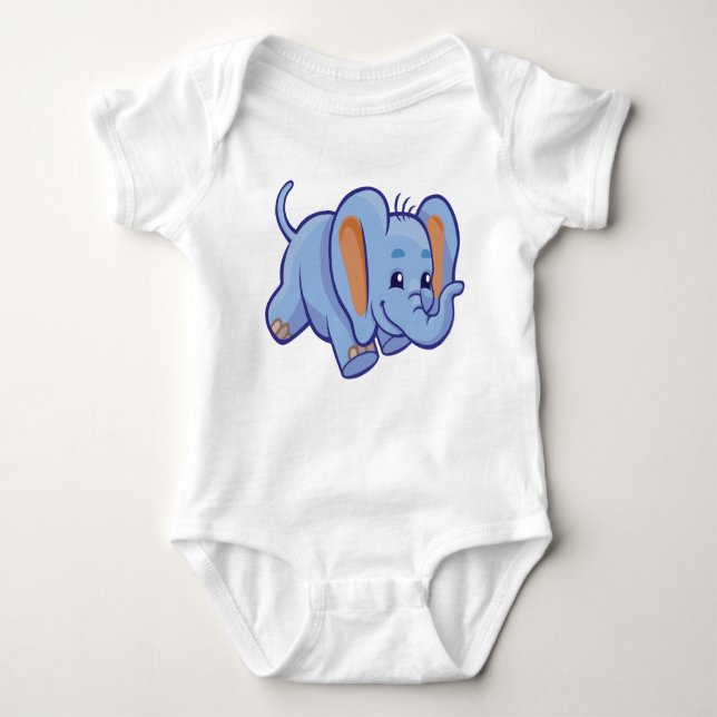 Body Para Bebê Feliz blusa de bebê elefante azul (Frente)