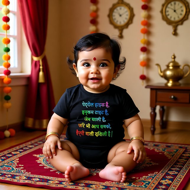Body Para Bebê Feliz desejo de Diwali no Hindu 2 (Happy Diwali wish in Hindu 2 Baby Bodysuit)