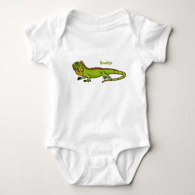 Body Para Bebê Feliz desenho da iguana verde (Frente)