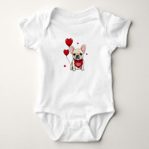 Body Para Bebê Feliz dia de os namorados! Buldogue francês bonito