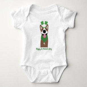 Body Para Bebê Feliz Dia de São Patrício Marrom Cachorro Verde
