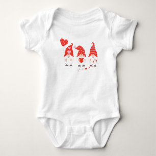 Body Para Bebê Feliz Dia dos Namorados Gnomos Vermelho Rosa