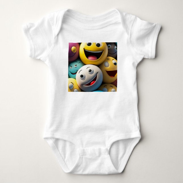 Body Para Bebê Feliz Festa Emojis - Bebê Bodyfato (Frente)