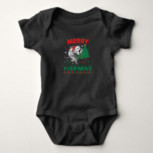 Body Para Bebê Feliz Fishmas Peixe Pai Pescador Natal