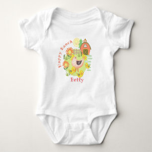 Body Para Bebê Feliz Galinha Ranch Hen. Personalizado.