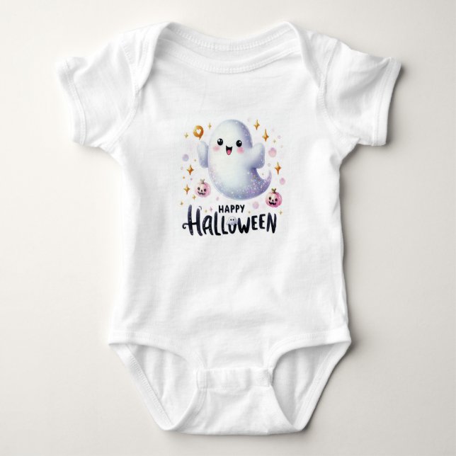 Body Para Bebê Feliz Halloween Ghost (Frente)