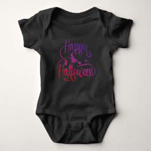 Body Para Bebê Feliz Halloween gradient voando feiticeiro