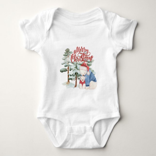 Body Para Bebê Feliz Natal Adorável Design de Férias (Frente)
