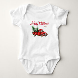 Body Para Bebê Feliz Natal Ano Vintage Caminhão Vermelho