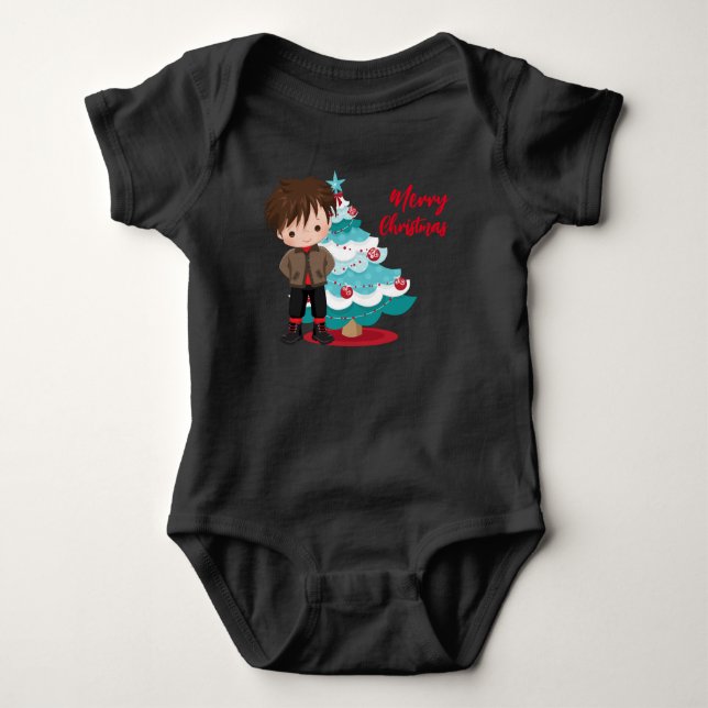 Body Para Bebê Feliz Natal Bebê Roupa (Frente)