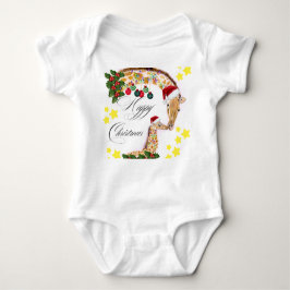 Body Para Bebê Feliz Natal Com uma família amorosa de Girafas