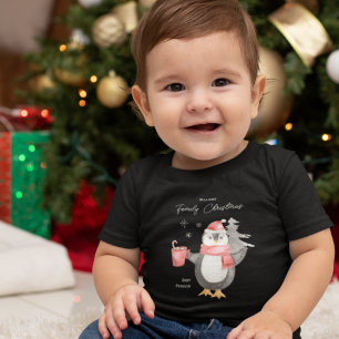Body Para Bebê Feliz Natal da Família Penguin
