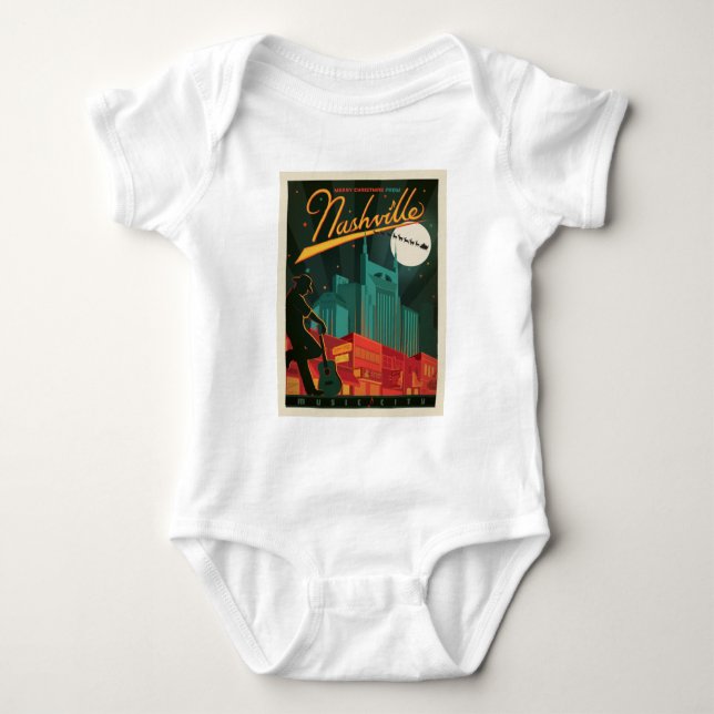 Body Para Bebê Feliz Natal de Nashville (Frente)