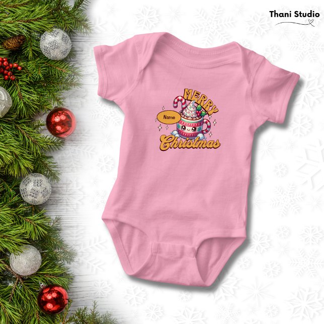 Body Para Bebê Feliz Natal Família de Mug de Chocolate Quente Bon (Criador carregado)
