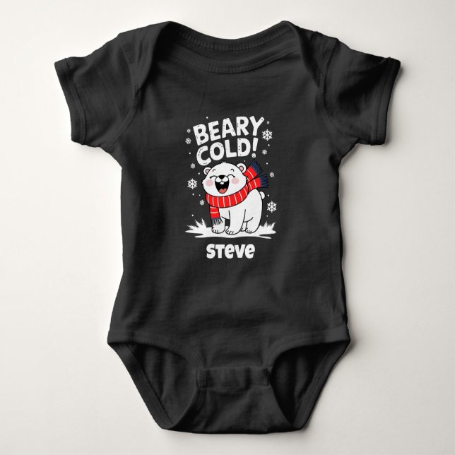 Body Para Bebê Feliz Natal Frio de Urso Polar Personalizado (Frente)