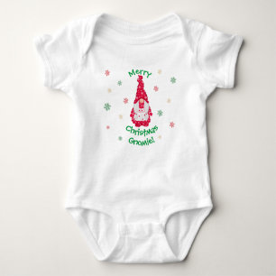 Body Para Bebê Feliz Natal Gnomie Rapariga Gnomo
