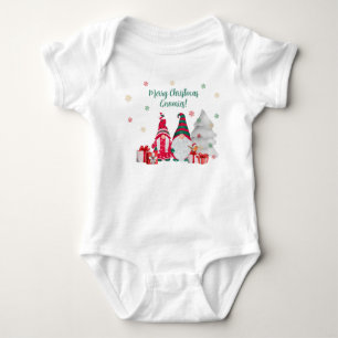 Body Para Bebê Feliz Natal Gnomies! Dois Gnomos com Presentes